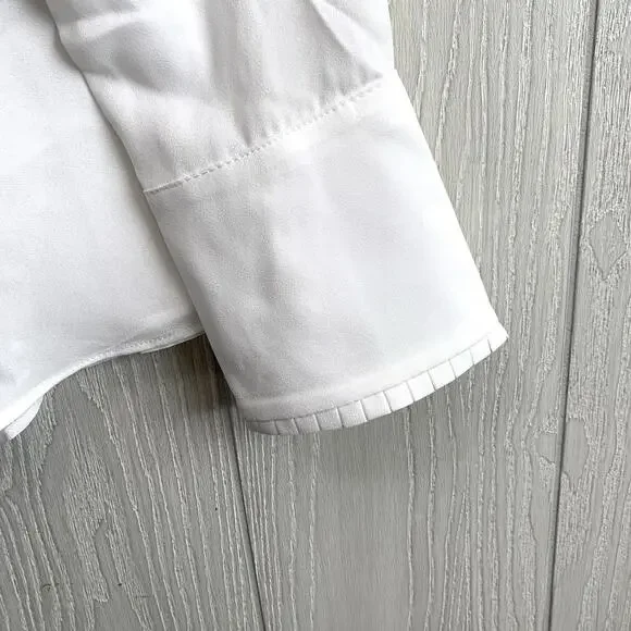 White House Black Market Tie Neck Long Sleeve Blouse Top White Size 6 NWT - Picture 3 of 6